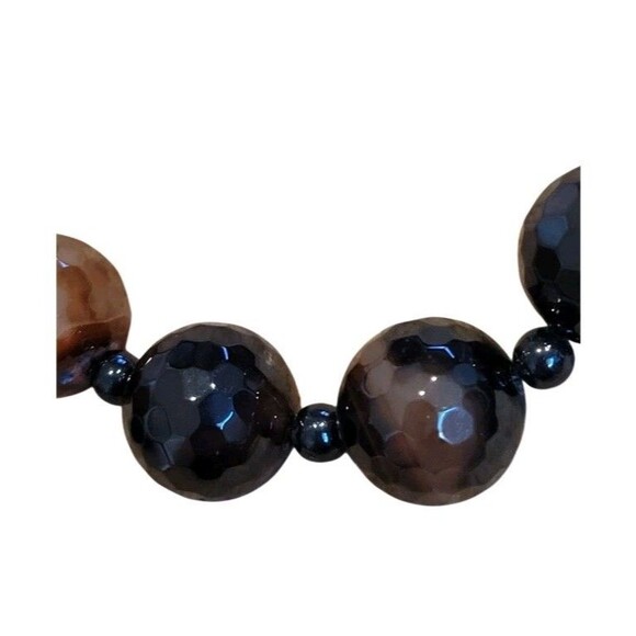 Chunky Boho Polished Multi Facteted  Natural Stone Beaded 20" Necklace - Picture 3 of 7